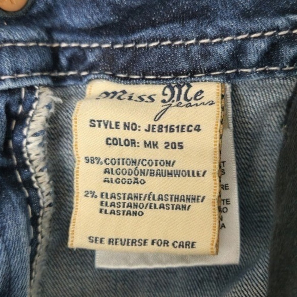 Miss Me Easy Crop Jeans Womens 27 Blue  Mid Rise Southwestern Embellished - Picture 8 of 16